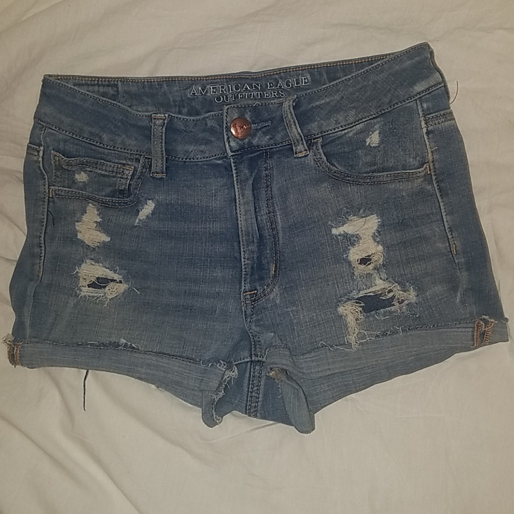 AEO distressed denim shorts